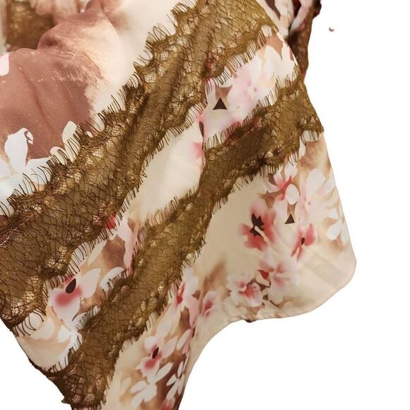 La Bellum Women's‎ Brown & Pink Floral Print Wrap Shift Maxi Dress Size 12 NWT - Picture 7 of 13